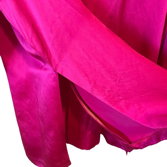 RENA ROWAN for Saville| 100% Silk Button up Flowy Pink blouse w/side slits L/XL - Picture 11 of 12